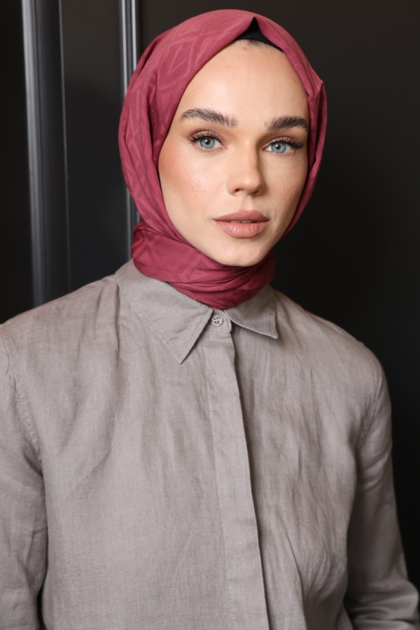 Mürdüm Logo Desen Şal - (1)