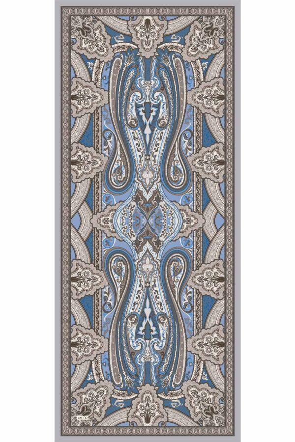 Retro Desen Şal / Fırtına Gri - (1)