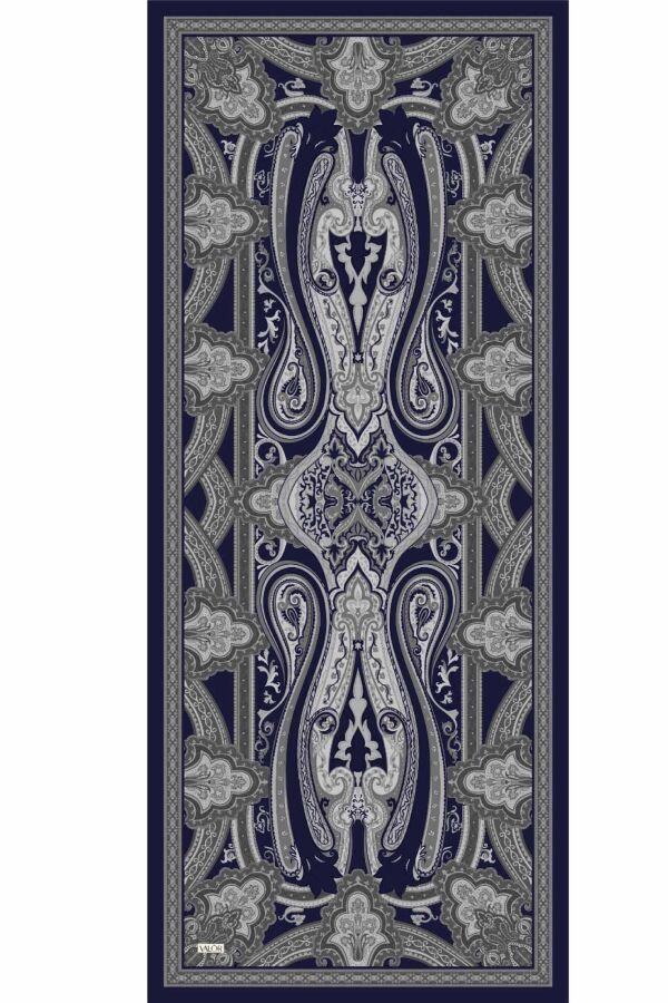 Retro Desen Şal / Lacivert - (1)