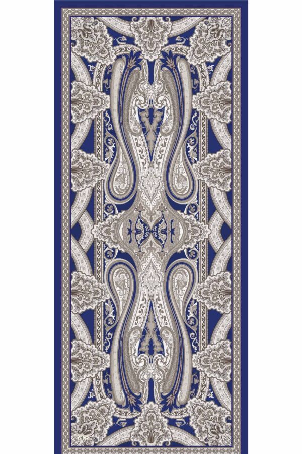 Retro Desen Şal / Morcivert - (1)