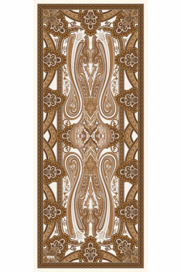 Retro Desen Şal / Sütlü Kahve - (1)