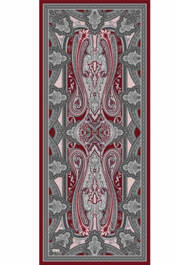 Retro Desen Şal / Vişne - (1)