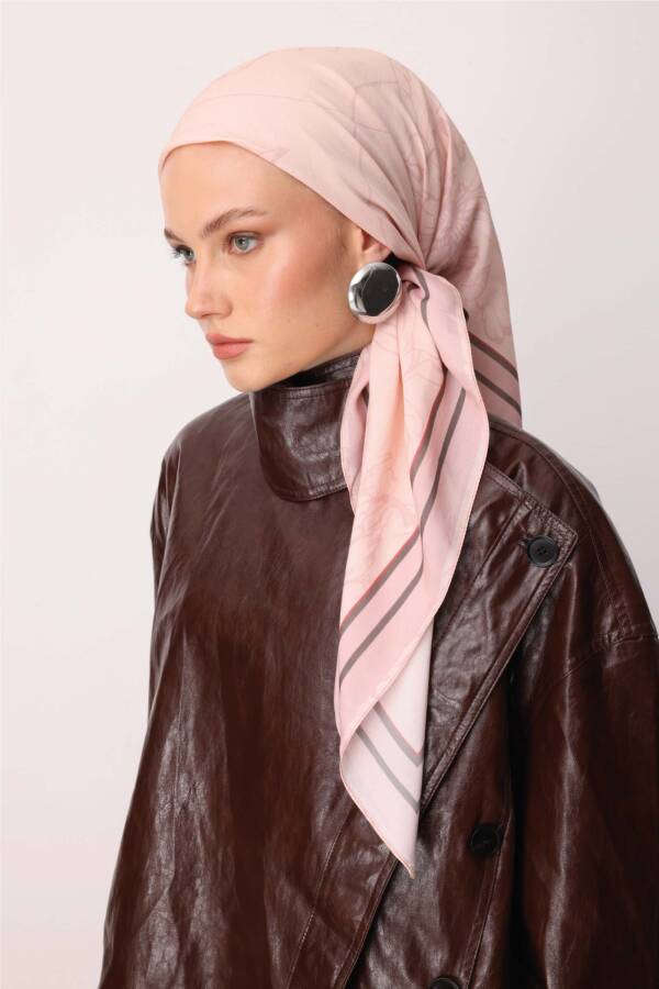 Rose Floş Viskon Eşarp / Açık Pudra - 3