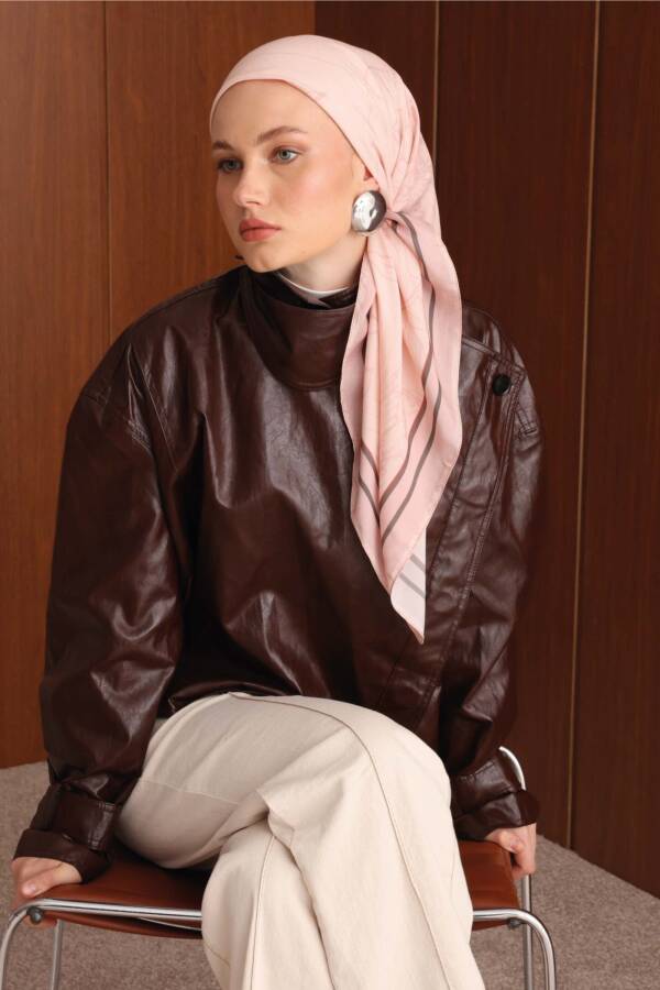 Rose Floş Viskon Eşarp / Açık Pudra - 1