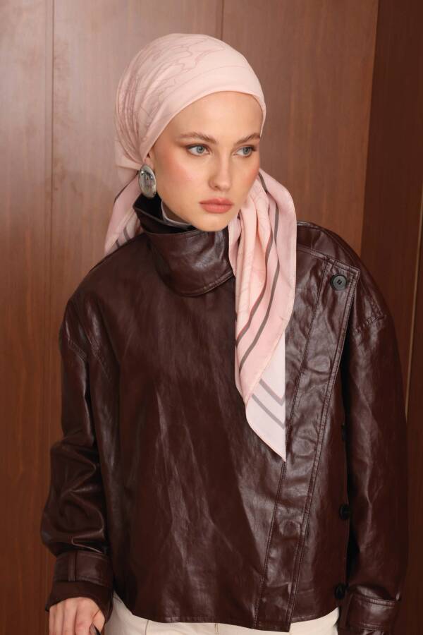 Rose Floş Viskon Eşarp / Açık Pudra - 4