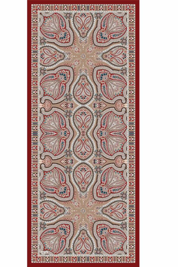 Rustik Desen Şal / Bordo - (1)