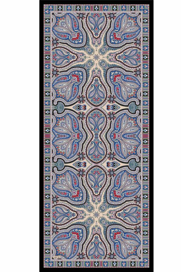 Rustik Desen Şal / Çelik Mavi - (1)