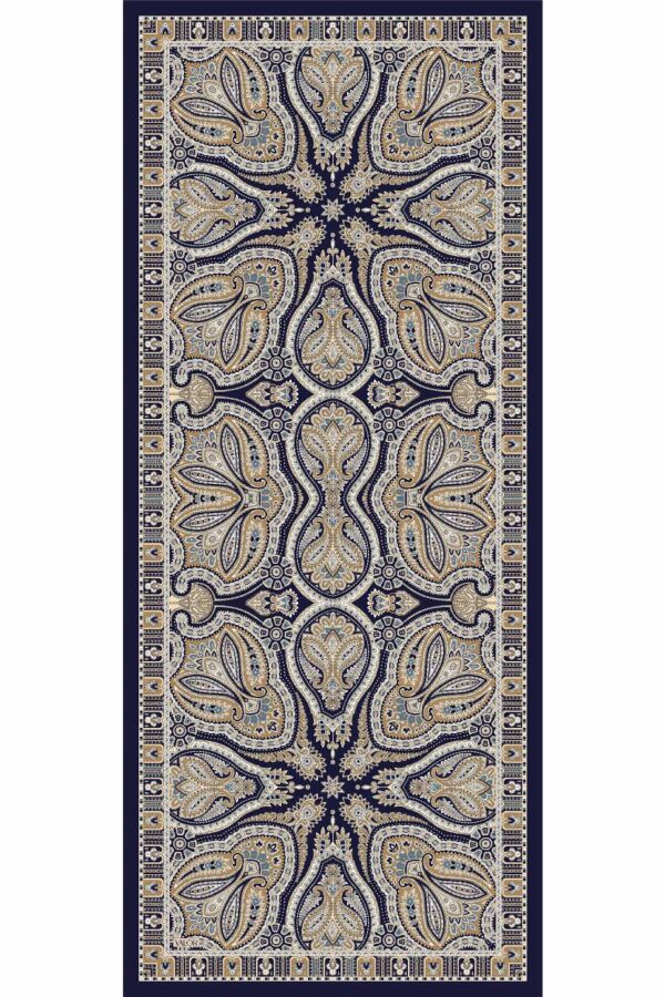 Rustik Desen Şal / Lacivert - (1)