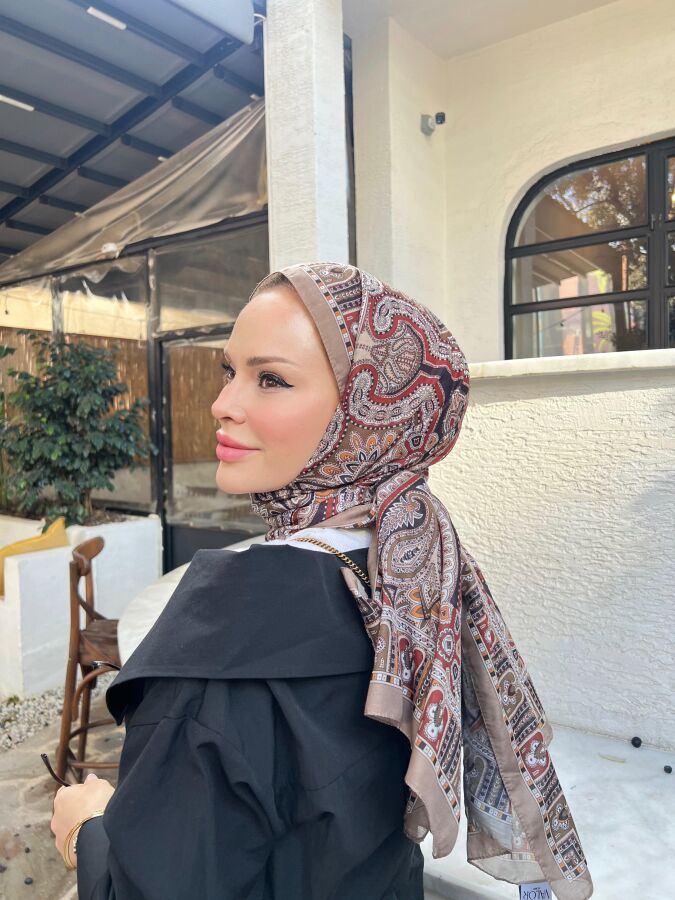 Rustik Desen Şal / Latte - (1)