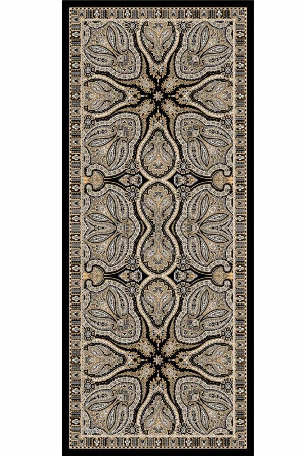 Rustik Desen Şal / Siyah Altın - (1)