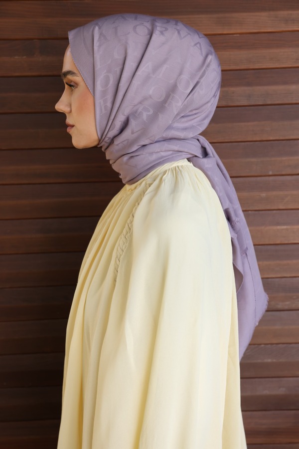 Sisli Lila Monogram Desen Şal - (1)