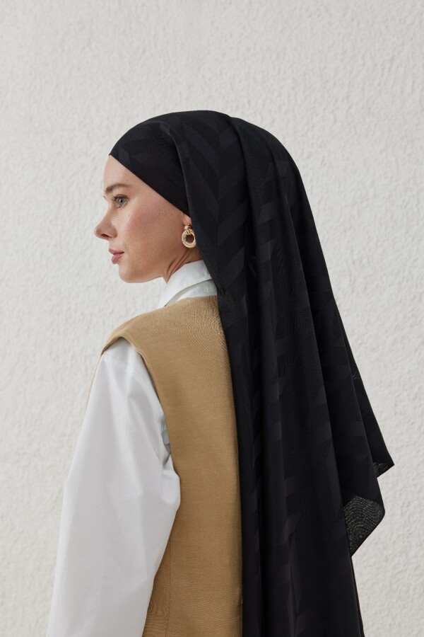 SİYAH BALIKSIRTI DESEN JAKAR ŞAL - VALORSCARF (1)