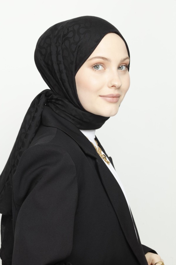  - SİYAH BLOOM DESEN ŞAL