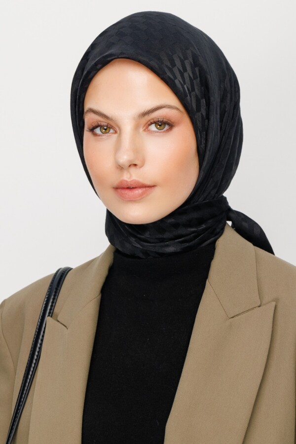 SİYAH QOZA DESEN İPEKSİ JAKAR EŞARP - VALORSCARF (1)