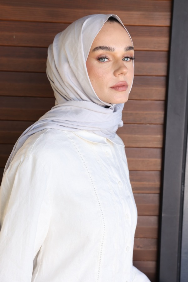 Taş Gri Logo Desen Şal - (1)