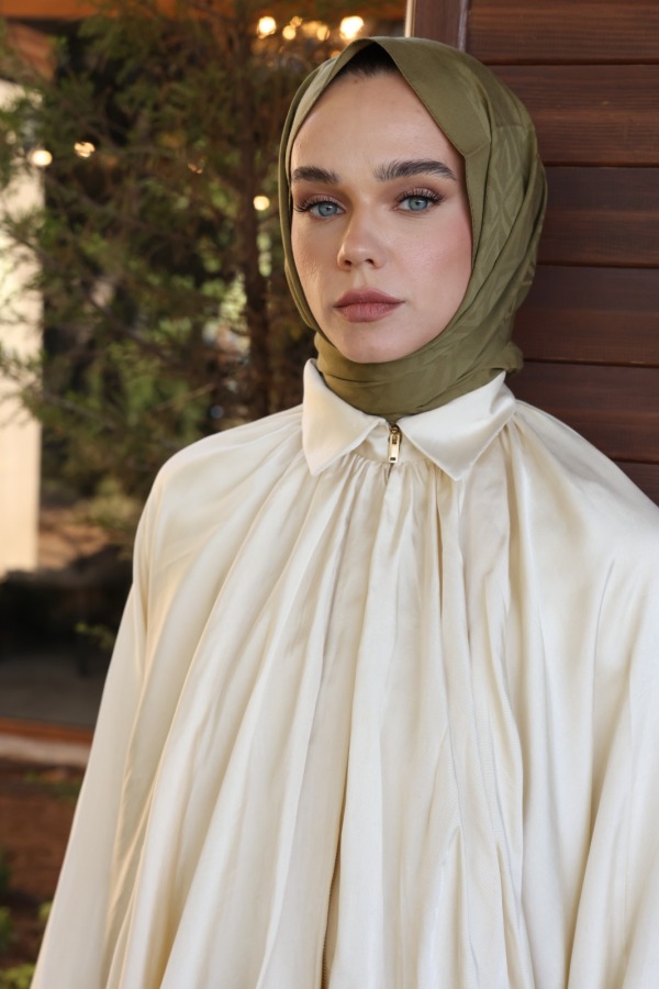 Toprak Yeşili Logo Desen Şal - (1)