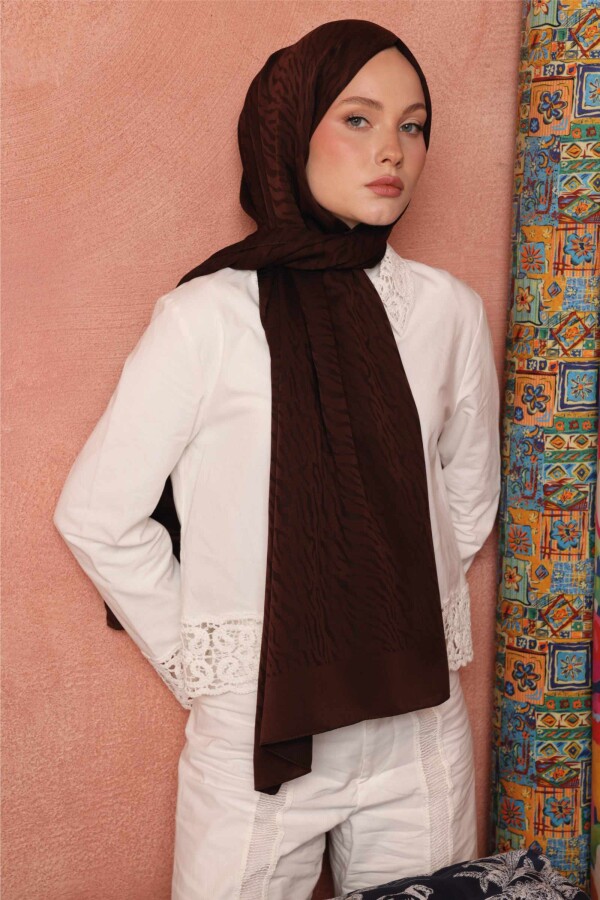 Zebra Desen Şal / Acı Kahve - (1)