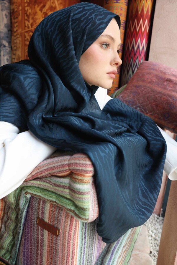 Zebra Desen Şal / Akşam Mavi 