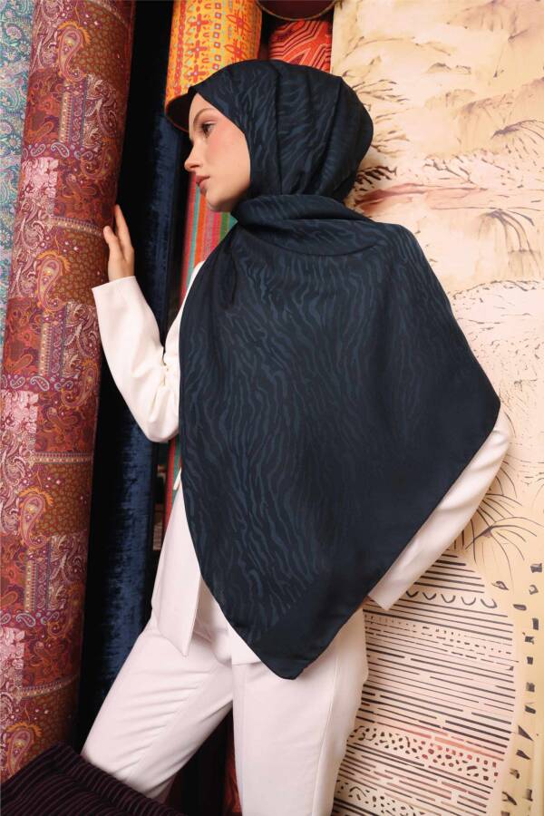 Zebra Desen Şal / Akşam Mavi - 3