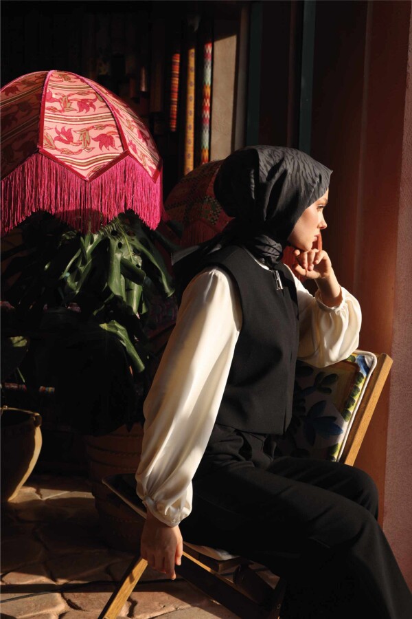 Zebra Desen Şal / Antrasit - (1)