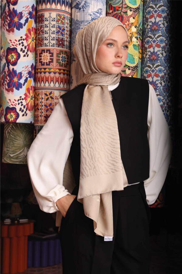 Zebra Desen Şal / Bej 
