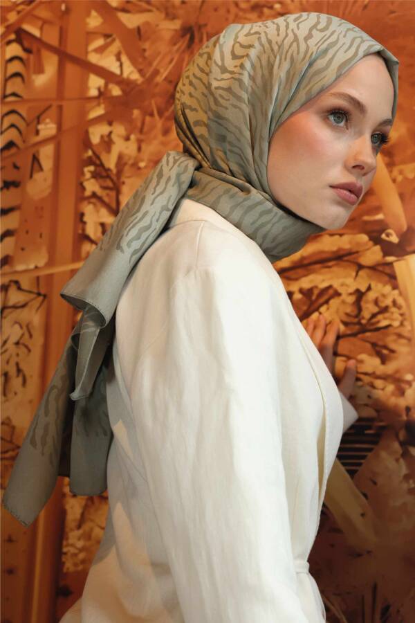 Zebra Desen Şal / Küf Yeşili - 4