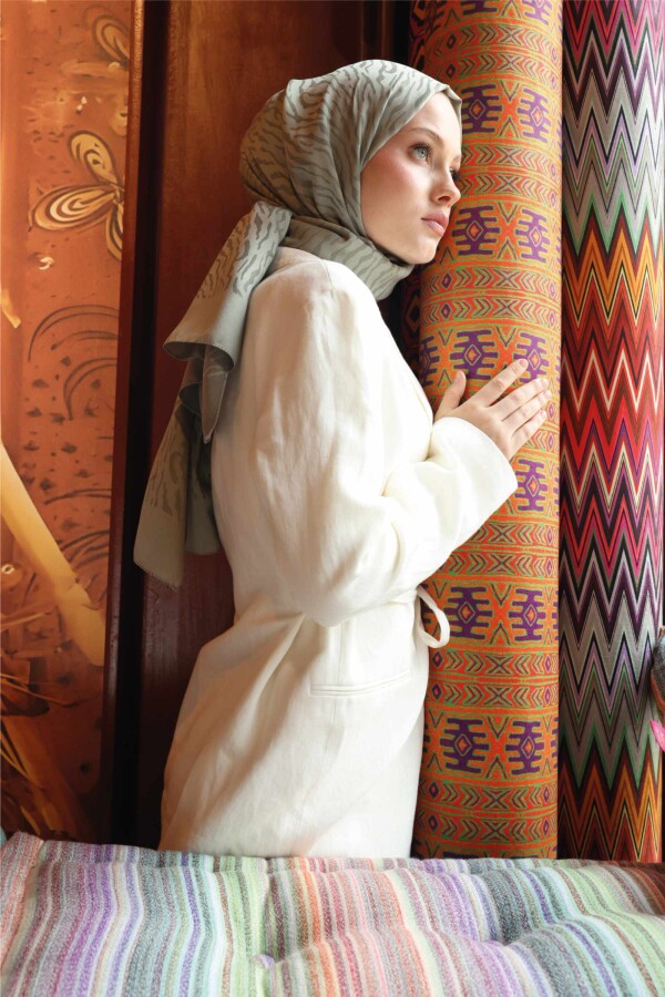 Zebra Desen Şal / Küf Yeşili 