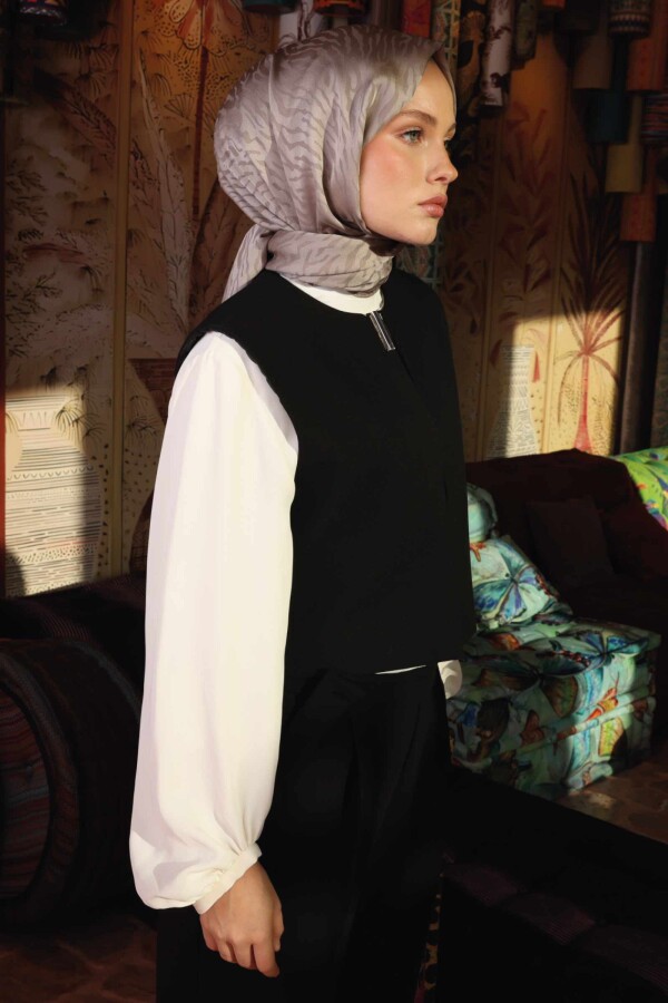 Zebra Desen Şal / Taş - (1)