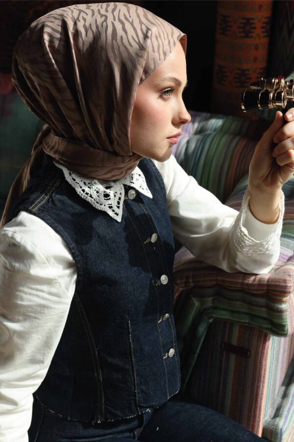 Zebra Desen Şal / Yanık Toprak - 4