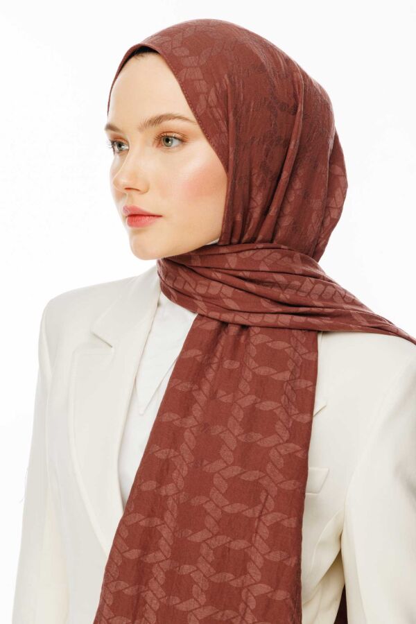 Zincir Desen Pamuk Şal / Dumanlı Lavanta - (1)